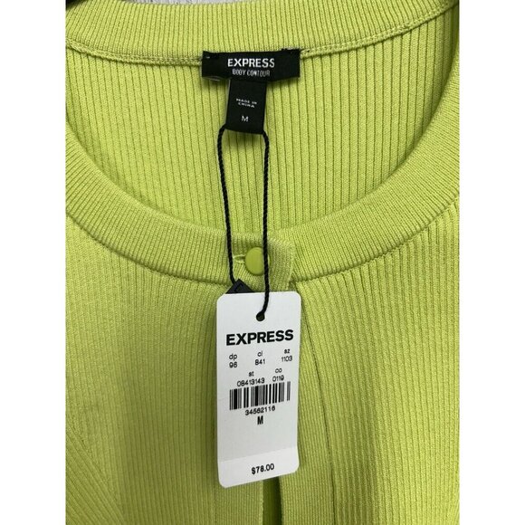 Express Body Contour Ribbed Crop Cardigan And Mini Skirt Set Medium Lime NWT - Picture 7 of 12